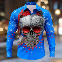 Men's shirt long-sleeved Christmas shirt, 3D printed HD pattern, fashionable casual design, comfortable men's long-sleeved top