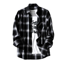 Check Shirts Men Plaid Shirt Coat Lapel Single-breasted Autumn Shirt Jacket Oversized Shirts Chic Male Casual Long Sleeves Shirt