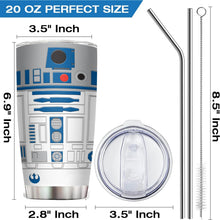20Oz R2-D2 Robot Print Stainless Steel Vacuum Double Walled Insulated Tumbler with Straw and Lid Keep Cold Hot drink Car Cup