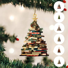 Christmas Ornament Creative Book Tree 2D Flat Acrylic Christmas Decoration Car Ornament Festive Holiday Home Decor