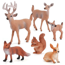 Artificial Deer Family Fox Rabbit Squirrel Animals Figures Woodland Creatures Figurines Miniature Toys Cake Toppers Home Decor