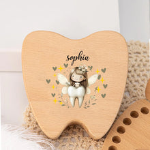 Caja de recuerdo para dientes personalizada, regalo para baby shower, caja para guardar el primer corte de pelo y dientes, regalo personalizado, caja de madera para el Hada de los Dientes