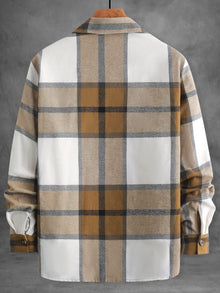 Vintage Caramel Plaid Flannel Shirt, Perfect for Autumn Aesthetic Outfits