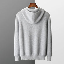 Autumn and Winter 100% Pure Cashmere Cardigan Men's Hoodie Zipper Thick Sweater Loose Plus Size Wool Knitted Sweater Coat