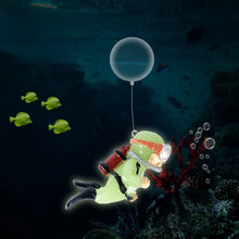 Luminous Green Mini Diver Kawaii Simulated Floating Frogman for Aquarium Ornaments Fish Tank Decoration Aquarium Accessories