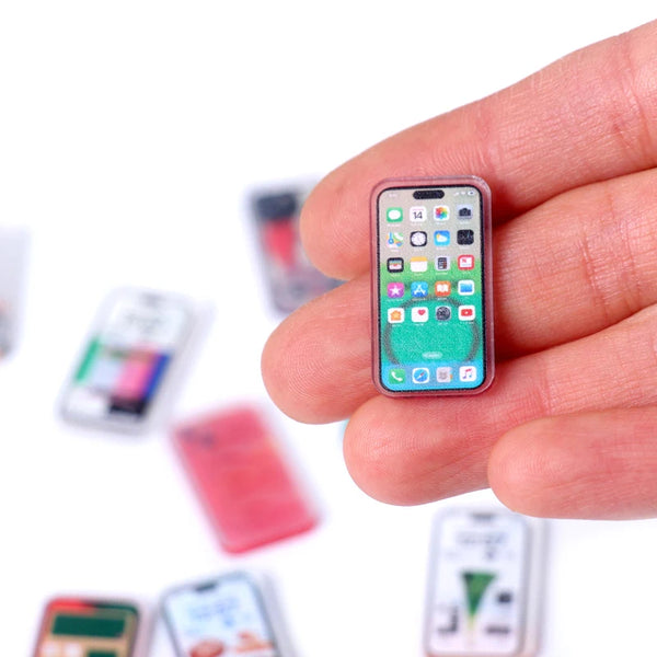 Miniatura de teléfono móvil para casa de muñecas, modelo de smartphone de simulación, juguete de imitación para niños, accesorios para casa de muñecas