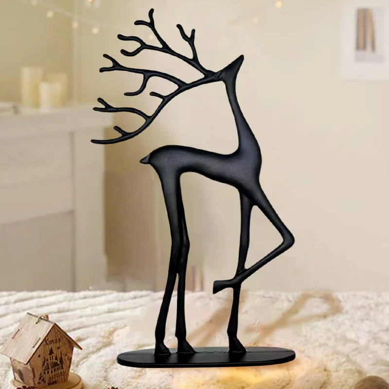 Reindeer Christmas Decor, Resin Reindeer Figurines, Modern Minimalist Xmas Sculpture, Elegant Indoor Holiday Decor