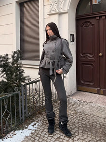 2026 Spring Women's Solid Lace Up Trench Coat Stand Collar Double Breasted Jacket Stylish New Lady Long Sleeve Outerwear Street