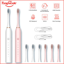Tongwode USB Rechargeable Tooth Brush for Adult 6 Clean Modes Sonic Electric Toothbrush Washable Teeth Whitening and Cleanin