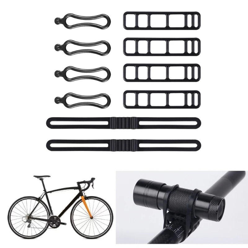 Bicycles Silicones Strap Mount Strap, Cycling Flashlight Mount Fixing Tie Strap for Handlebars Light 24BD