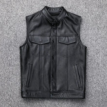 Chaleco de piel sintética para hombre, chaleco de cuero para hombre, otoño e invierno, motocicleta, cremallera, botón, motocicleta, chaleco de cuero casual