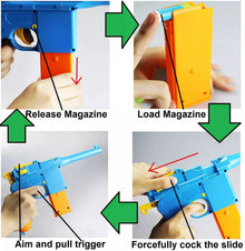 Hot 2025 Mauser C96 Toy Gun with Soft Bullets - 7-Round Ejectable Magazine & Removable Shell for Tactical Role Play Shooting Toy