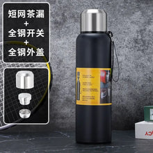 Termo de 500/1000/1500 ml, botella de agua deportiva de acero inoxidable de gran capacidad, termo al vacío, vaso aislado portátil con cuerda