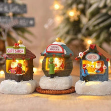 Christmas Gift Home Decoration Resin LED Micro-Landscape Santa Claus House Craft Ornament Newest Chirtmas Desktop Decoration