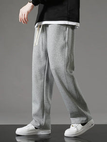 Spring Autumn Men Sweatpants Korean Fashion Sportswear Drawstring Wide Leg Straight Track Pants Cotton Casual Loose Trousers