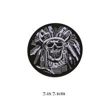 1pc Black White Biker Patches for Clothes Iron on Clothing Letter Appliques Skull Star Stripes Embroidered Sticker Round Badge