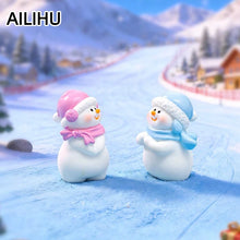 Christmas Decorations Skiing Snowman Figurines Mini Winter Snowman Ornaments DIY Micro Landscape Snow Scene Decor Xmas Gift