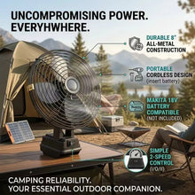 Camping Fan 8In Outdoor Fishing Wireless Desktop Portable Metal Fan Strong Wind Fan For Makita/Dewalt 18V BatteryPin
