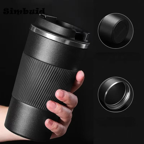 Taza de café de acero inoxidable de 380ml/510ml, termo, taza térmica, vaso térmico, taza antideslizante, botella aislante de viaje para coche
