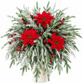 Christmas Decorations DIY 18PCS Artificial Pine Needles Red Berry Poinsettia Flowers for Winter Festival Home Party Wreath Decor