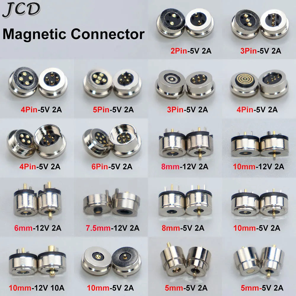 JCD 1Pair 2/3/4/5/6/Pin Male Female Waterproof Round Shape Magnet Suction Spring Pogo Pin DC Power Charging Magnetic Connector ﻿