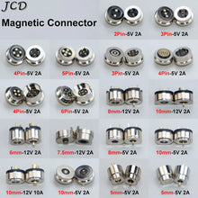 JCD 1Pair 2/3/4/5/6/Pin Male Female Waterproof Round Shape Magnet Suction Spring Pogo Pin DC Power Charging Magnetic Connector ﻿