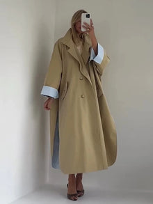 Lapel Collar Multi Button Long Trench Coat  Double Breasted  2026 Autumn Elegant Women Outerwear Commute Classic Lady Overcoat