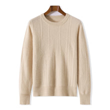 Men's autumn and winter 100% wool knitted pullover, medium thick sweater, warm, breathable, versatile for business and leisure