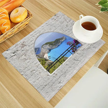 Beach Landscape Coconut Trees Print Linen Dining Table Mats Alphabet Kitchen Placemat 30X40cm Coasters Pads Bowl Cup Mat