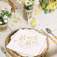 100PCS Mr&Mrs Wedding Paper Napkins Disposable 3-PLY 10inch Bronzing Cocktail Beverage Dessert Napkins for Wedding Anniversary