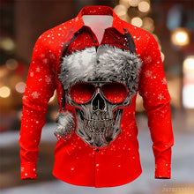 Men's shirt long-sleeved Christmas shirt, 3D printed HD pattern, fashionable casual design, comfortable men's long-sleeved top