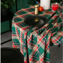 Christmas Decoration Round Tablecloth Plaid Table Cover for New Year Family Gathering Restaurant Party Dinner Xmas Home Decor