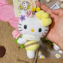 garden little bee series kitty Honey Bee plush toy keychain Cartoon flower kitty cat Soft Stuffed doll bag charm