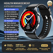 2025 New NFC+ECG+PPG Health Smart Watch BMI Fat Heart Rate Blood Pressure Watch 380mAh BT Call IP68 Waterproof Sports Bracelet
