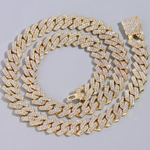 Collar cubano de eslabones con diamantes de imitación AAA estilo "Iced Out", cadena cubana de cristales de 2 filas para hombre, joyería hip hop de 13/14/20MM