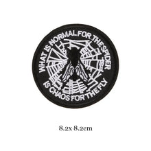 1pc Black White Biker Patches for Clothes Iron on Clothing Letter Appliques Skull Star Stripes Embroidered Sticker Round Badge