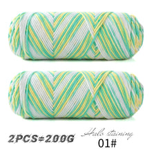 2 PCs Colorful 5-strand Dyed Milk Cotton Baby Sweater Yarn Self Woven Scarf Medium Thick Handmade DIY Woven Crochet Material Bag