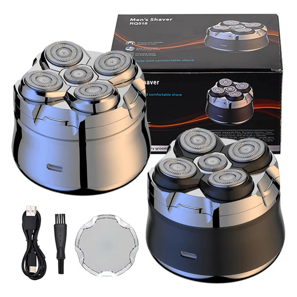 Magnetic Adsorption Electric Shaver With Travel Lock 2 Speeds 5D Floating Blade Bald Head Hair Clipper Rechargeable Beard Razor
