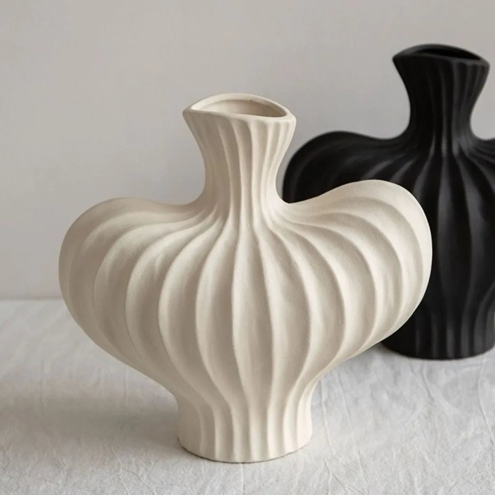 Plastic Irregular Shape Vase Solid Color High-end Water Cultivation Vase Desktop Decor Imitation Ceramic Flower Arrangement Vase