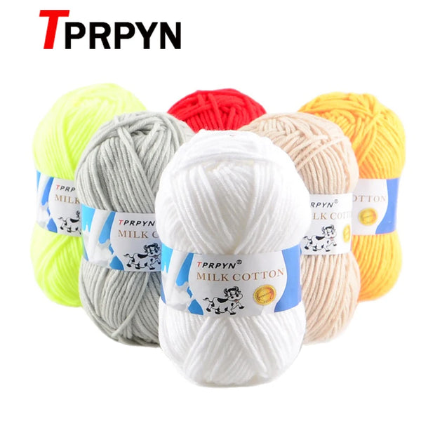 TPRPYN 50g 1 ud. 95M Hilo de algodón de leche para tejer, manta hecha a mano, suéter, bufanda, muñeca, hilo de ganchillo, hilo de lana