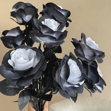 5pcs Black&Red Artificial Rose Flowers Branch Gothic Fake Flower Bouquet for Home Wedding Party Halloween Decor