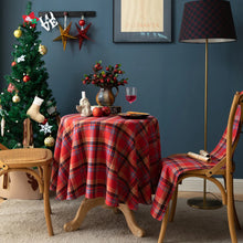 Christmas Decoration Round Tablecloth Plaid Table Cover for New Year Family Gathering Restaurant Party Dinner Xmas Home Decor