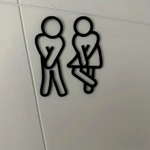 Funny Bathroom Signs for Men Women Creative 2D Flat Restroom Door Decor Restaurant Hotel Cafe Toilet Signage Wall Sticker
