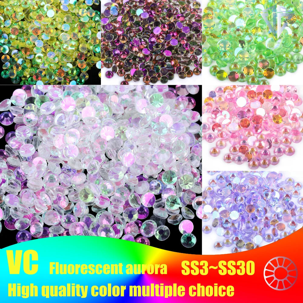 Aurora Series Glitter Non Hot Fix Rhinestone Flatback Crystals Strass Nails Accessories Diamond For Nail Art Nail Charms