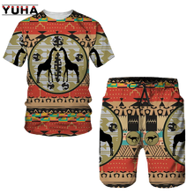 YUHA,Newest African Print Women's/Men's T-shirts Sets Africa Dashiki Men’s Tracksuit/Vintage Tops Sport And Leisure Summer Male